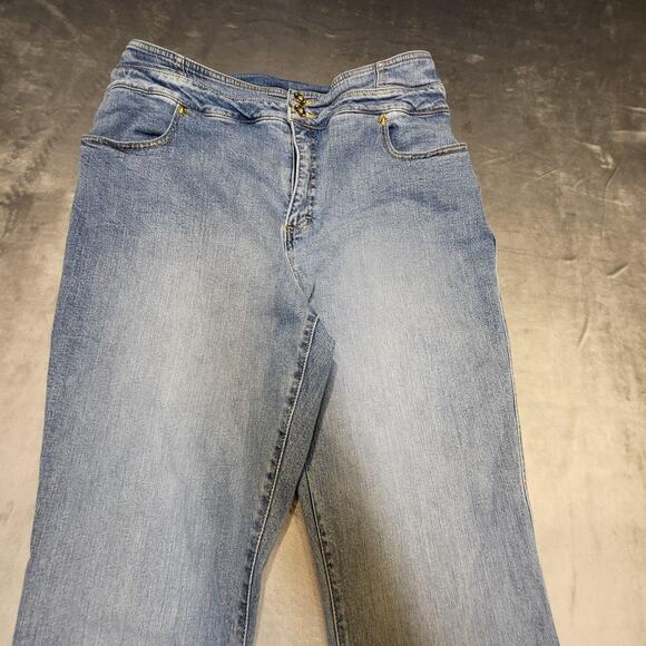 INC International Concepts Flare Jeans Womens 14/32 Blue High Rise Stretch Denim - Picture 2 of 10